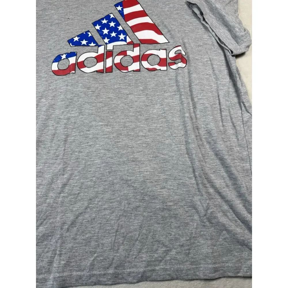 Adidas Golf Men’s Large Gray T Shirt American Flag Logo USA Patriotic Tee